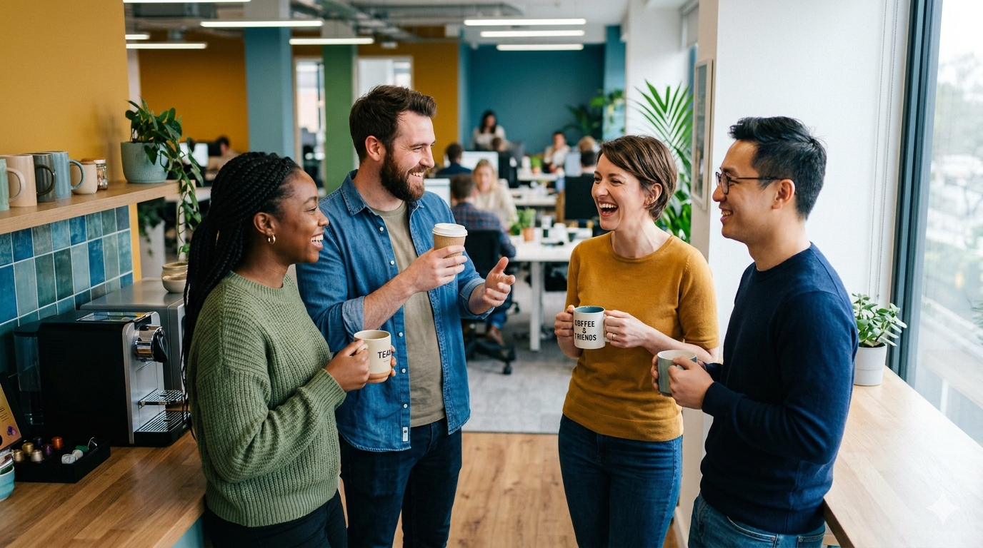 Équipe engagée autour de la parentalité en entreprise